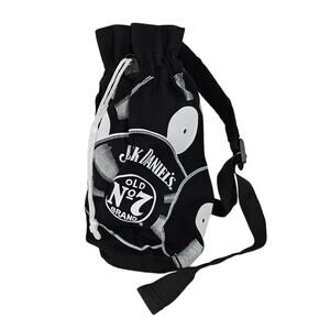 JACK DANIEL'S OLD NO. 7 BRAND DRAWSTRING BAG BLACK & WHITE VINYL RECORDS DESIGN